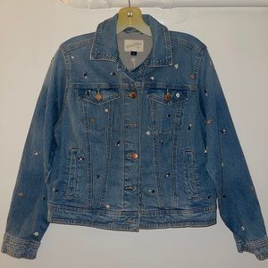 Universal Thread Plus Size Denim Jacket Medium Wash, Floral, XS Extra Small, New